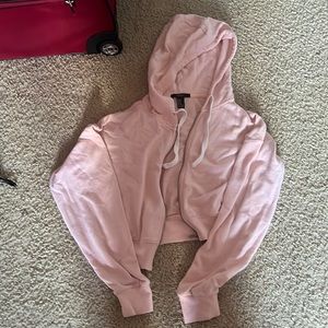 Cropped pink forever 21 zip up hoodie